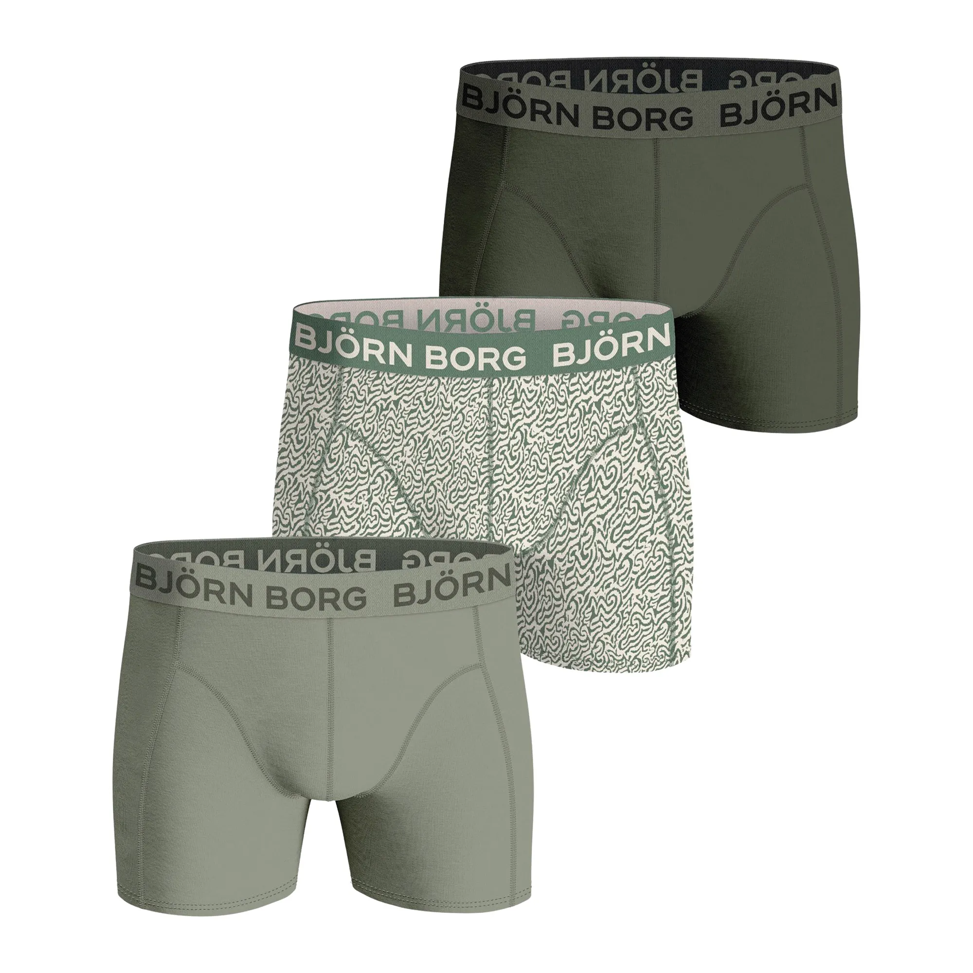 Bjorn Borg Cotton Stretch boxers, heren boxers normale lengte (3-pack), navy blauw, print, blauw